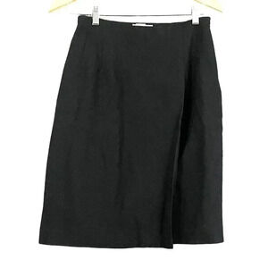 VTG Talbots Black Lined Pencil Wrap Skirt Sz 8 100% Wool‎ Women's